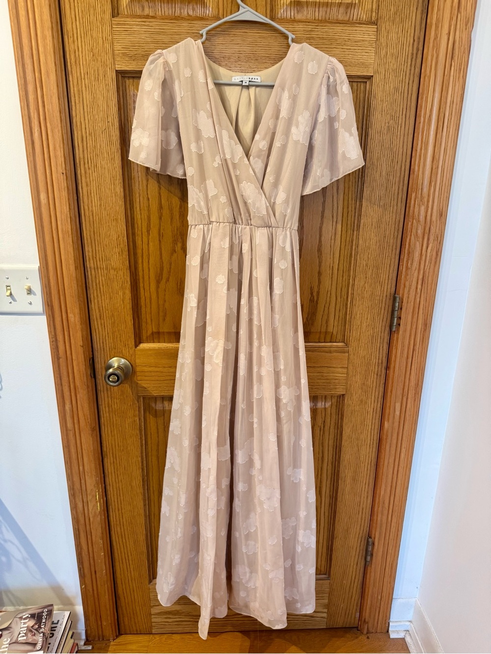 Baltic Born Faye Maxi Dress with Burnt Out Floral Pattern in Cream/Tan | Size M - Picture 4 of 13